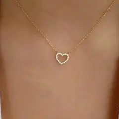 GENERICO - Collar con colgante de circón en forma de corazón para mujer-dorado