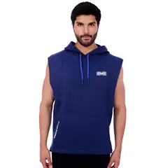 M MUSCLE MUSEUM - Polera Manga Cero Color Azul Bosillo delantero con cierre