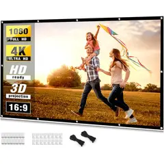 JPSYSTEMS - Ecran Pantalla Para Proyección Tela 120 Pulgadas Blanco + fijadores