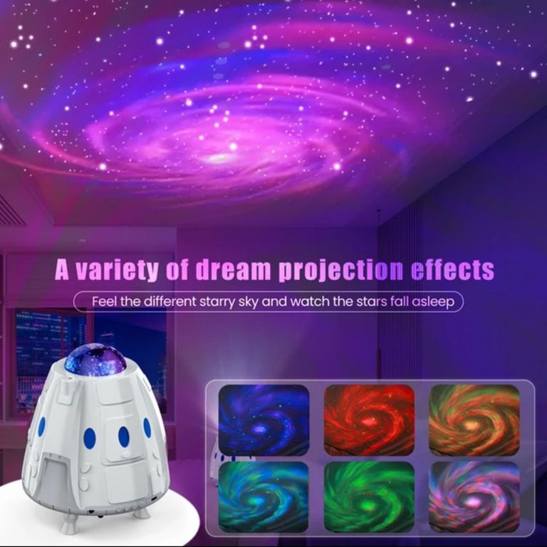 Proyector Y Parlante De Galaxia Diseño Cohete