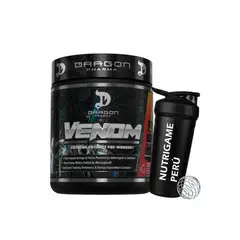 DRAGON - Venom 40 servicios Pre entreno Pharma Fruit Punch +Shaker