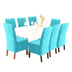 SALA FABULOSA - Funda de silla terciopelo 8 piezas Turquesa
