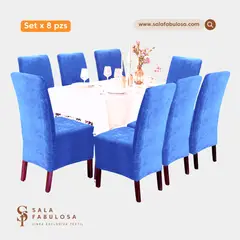 SALA FABULOSA - Funda de silla terciopelo 8 piezas Azul eléctrico