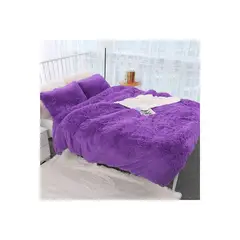 GENERICO - COLCHA DE PELUCHE PELO CORTO QUEEN MORADO