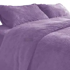 GENERICO - COLCHA DE PELUCHE PELO CORTO QUEEN LILA