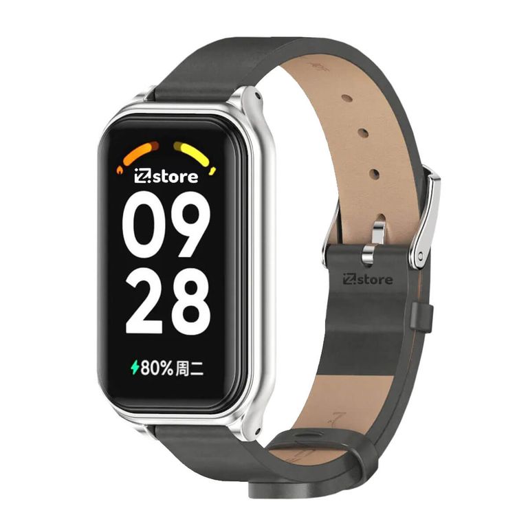 Correa de Cuero Para Redmi Band 2 de Microfibra PU Gris CM Silver