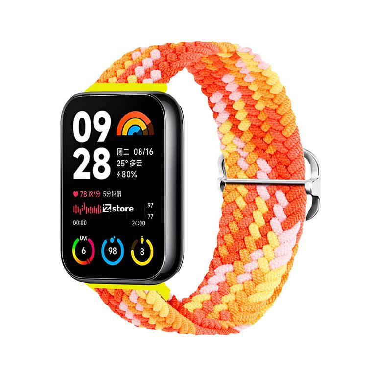 Correa de Nylon Para Xiaomi Smart Band 8 Pro Tricolor Naranja