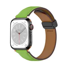 GENERICO - Correa De Cuero Para Apple Watch 42-44-45-49mm Verde Gold Rose