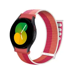 GENERICO - Correa de Nylon Para Samsung Galaxy Watch 4 y 5 Rojo Tricolor