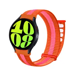 GENERICO - Correa de Nylon Para Samsung Galaxy Watch 6 Naranja Bicolor