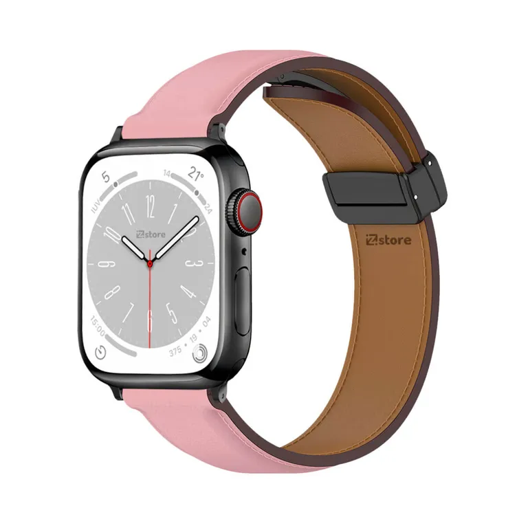 Correa De Cuero Para Apple Watch 42-44-45-49mm Rosado Black