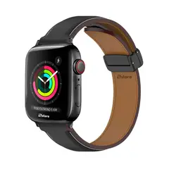 GENERICO - Correa De Cuero Para Apple Watch 38-40-41mm Negro Black