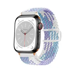 GENERICO - Correas de Nylon Para Apple Watch 38-40-41mm Lila Bicolor Gold Rose