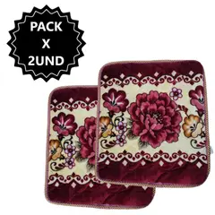 GENERICO - Pack 2 Alfombras de flores Piso Cuadrado de 50x50cm - ROJO