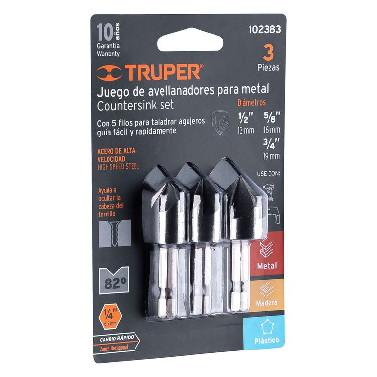 Broca Juego Avellanadora para Fierro Metal 102383 Truper