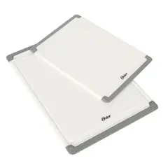 OSTER - Juego de 2 tablas de cortar rectangulares Bergen en blanco.
