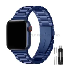 GENERICO - Correa Acero Apple Watch y Smartwatch 42mm a 49mm Azul
