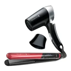 REMINGTON - Combo Alisadora Silk S9600 y Secador Plegable D2400