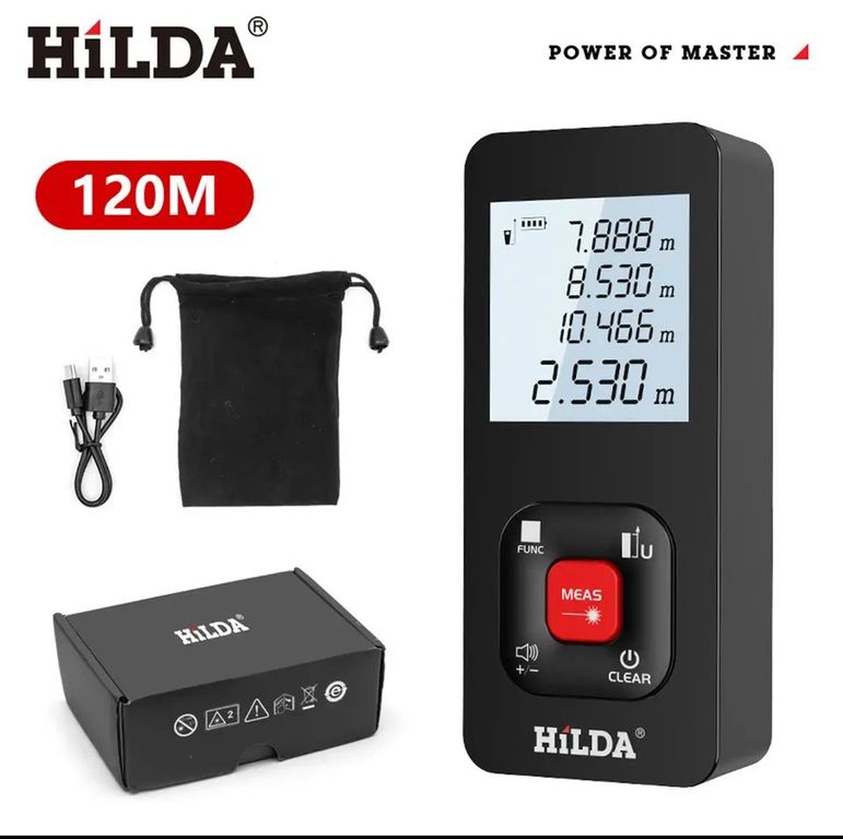 DISTANCIOMETRO RECARGABLE 120 m WINCHA MEDIDOR DISTANCIA