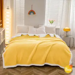 CASATEX - Manta Antialérgica Carnero Alto Relieve Lujo QUEEN YELLOW