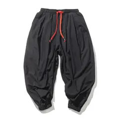 BLWOENS - Pantalones baggy largos para hombres-Negro