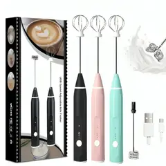 GENERICO - Mini batidora eléctrica inalámbrica con USB para café ROSA