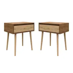 MUEBLES MACRUMO - Veladores Vintage 1 cajón color Tribeca (Set 2 Unid)