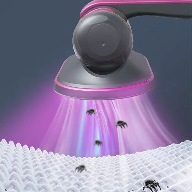 MINI ASPIRADORA INALÁMBRICA DE MANO ANTI ÁCAROS CON LUZ UV