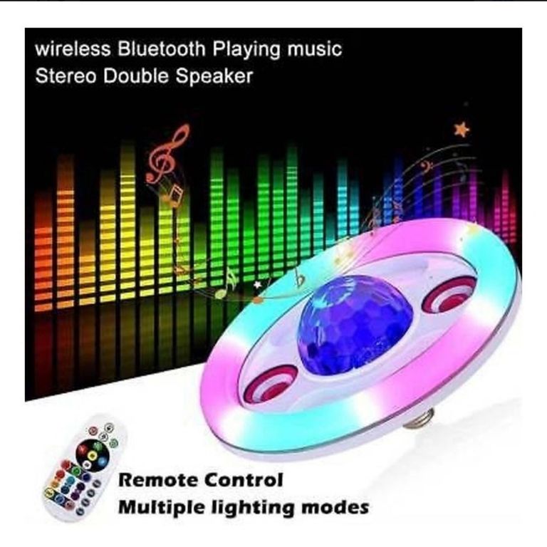 Foco Doble Parlante Bluetooh Multicolor 100W