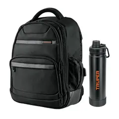 TRUPER - Kit Mochila porta laptop y Termo acero Inoxidable