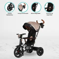 BABY KITS - Triciclo Guiador Reversible 360° «HARDY» Beige