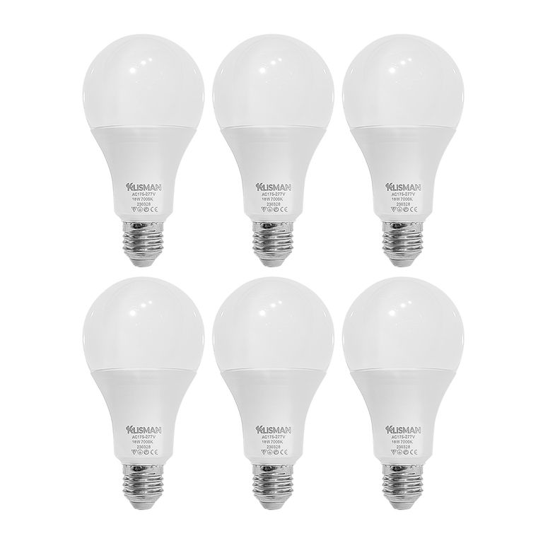 Pack x6 Focos LED E27 18W Luz Fría