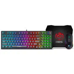 CYBERTEL - Kit Teclado Gamer Mecánico+Mouse Gamer+PadMouse CybertelStriker GT1802