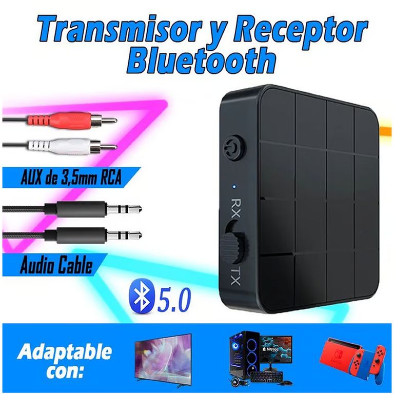 Transmisor Receptor Bluetooth 5.0 Inalámbrico Aux Rca 3.5mm Jac.