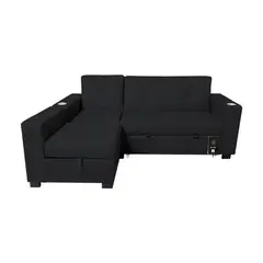 BARAKA HOME - Sofá Cama Multifuncional Kavala con portavasos 3 Cuerpos - Negro