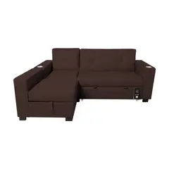 BARAKA HOME - Sofá Cama Multifuncional Kavala con portavasos 3 Cuerpos - Chocolate