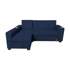BARAKA HOME - Sofá Cama Multifuncional Kavala con portavasos 3 Cuerpos - Azul Marino