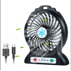 GENERICO - Mini Ventilador Portatil 3 Niveles Con Bateria-NEGRO