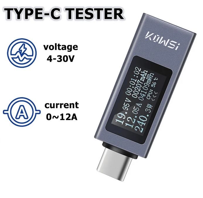 Probador de cables y cargadores tipo C - Muestra El Consumo Real