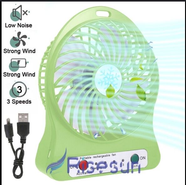 Mini Ventilador Portatil 3 Niveles Con Bateria-VERDE