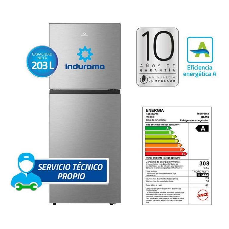 Refrigeradora Top Freezer RI-359 203L Croma