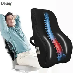 DAUER - Cojín Lumbar Ergonómico con Gel Tech y Bolsillo Lateral Negro
