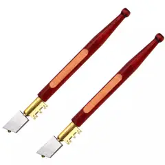 GENERICO - Set de 2 Cortadores para Vidrio con Mango de Madera