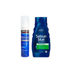 KIRKLAND - Shampoo Selsun Blue Con Aloe Vera 325 ml + Minoxidil de Espuma 60ml