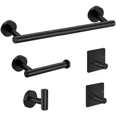 DANWEILE - Juego De Accesorios Baño Negro Toallero Ganchos Para Toallas - Negro