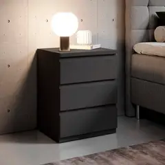 VILLA HOGAR - Velador Jon de 3 cajones negro -