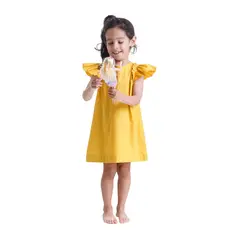 NATA COTON - VESTIDO ALGODÓN MANGA CORTA NIÑA AMARILLO