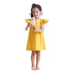 NATA COTON - VESTIDO ALGODÓN MANGA CORTA NIÑA AMARILLO