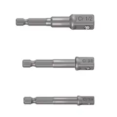TRUPER - Adaptadores para dados taladro atornillador 3 pzas 1/4", 3/8" y 1/2"