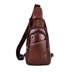 BULLCAPTAIN - - Mochila Cruzada de Cuero Mate XB-06-CF Café